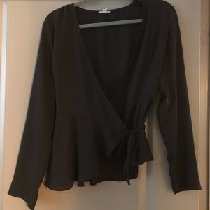 Urban Outfitters Black Warp Low Cut Shirt